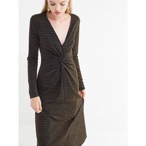 Urban Outfitters Plunging V-Neck Twist-Front Midi Cocktail Dress